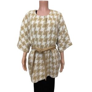 Elevenses Anthropologie Houndstooth Wrap Coat, Sz M/L, belted,‎ snaps, tie waist